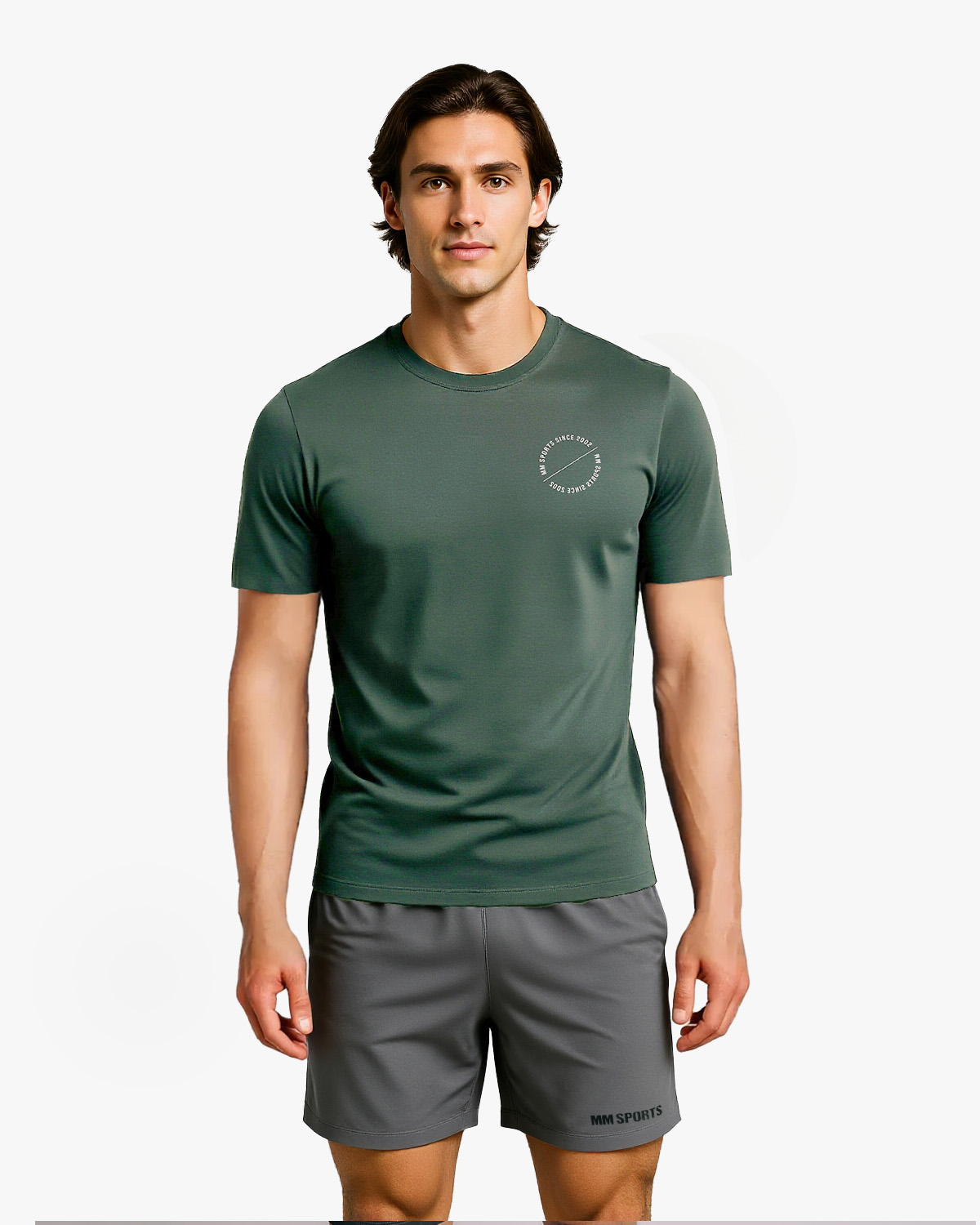 MM Sports Workout T-shirt Emblem, Faded Green
