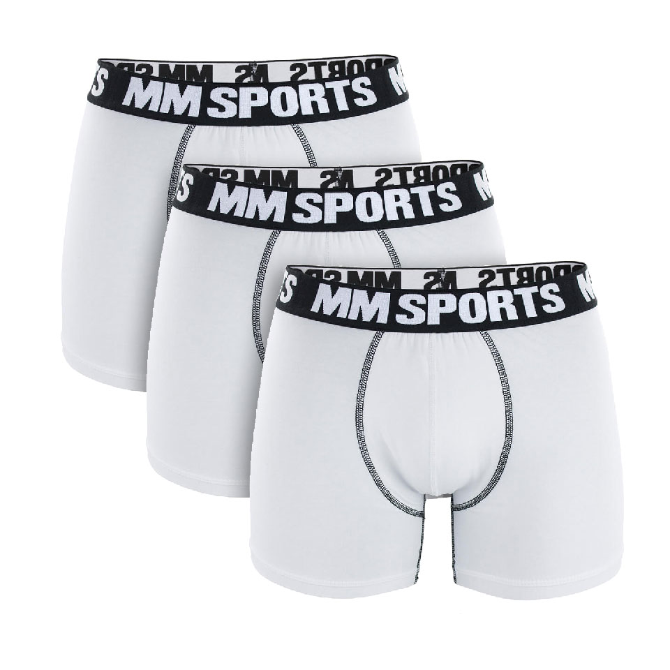 3 par MM Sports Boxer Shorts, White