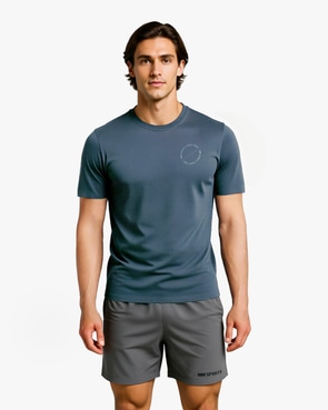 MM Sports Workout T-shirt Emblem, Faded Blue